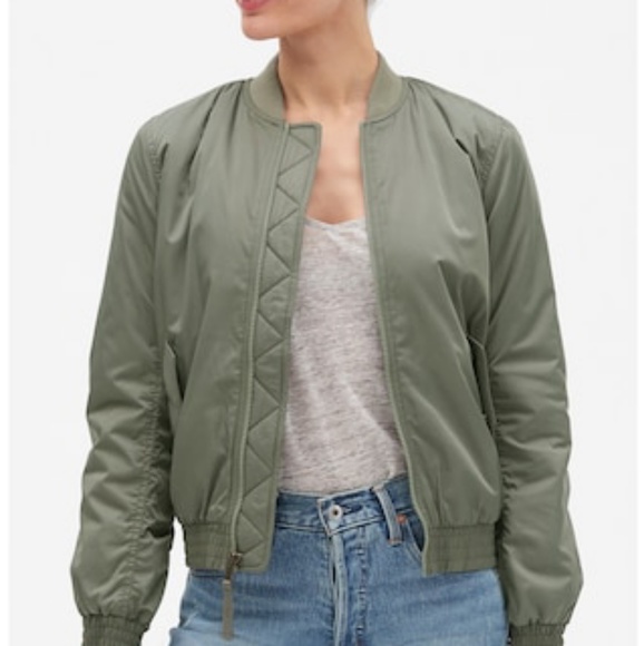GAP Jackets & Blazers - GAP | Green Nylon Bomber Jacket NWT